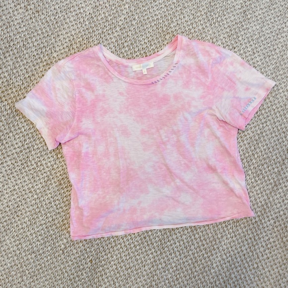 LoveShackFancy Pink and White Tie-Dye medium Tee with embroidery details - Picture 6 of 8